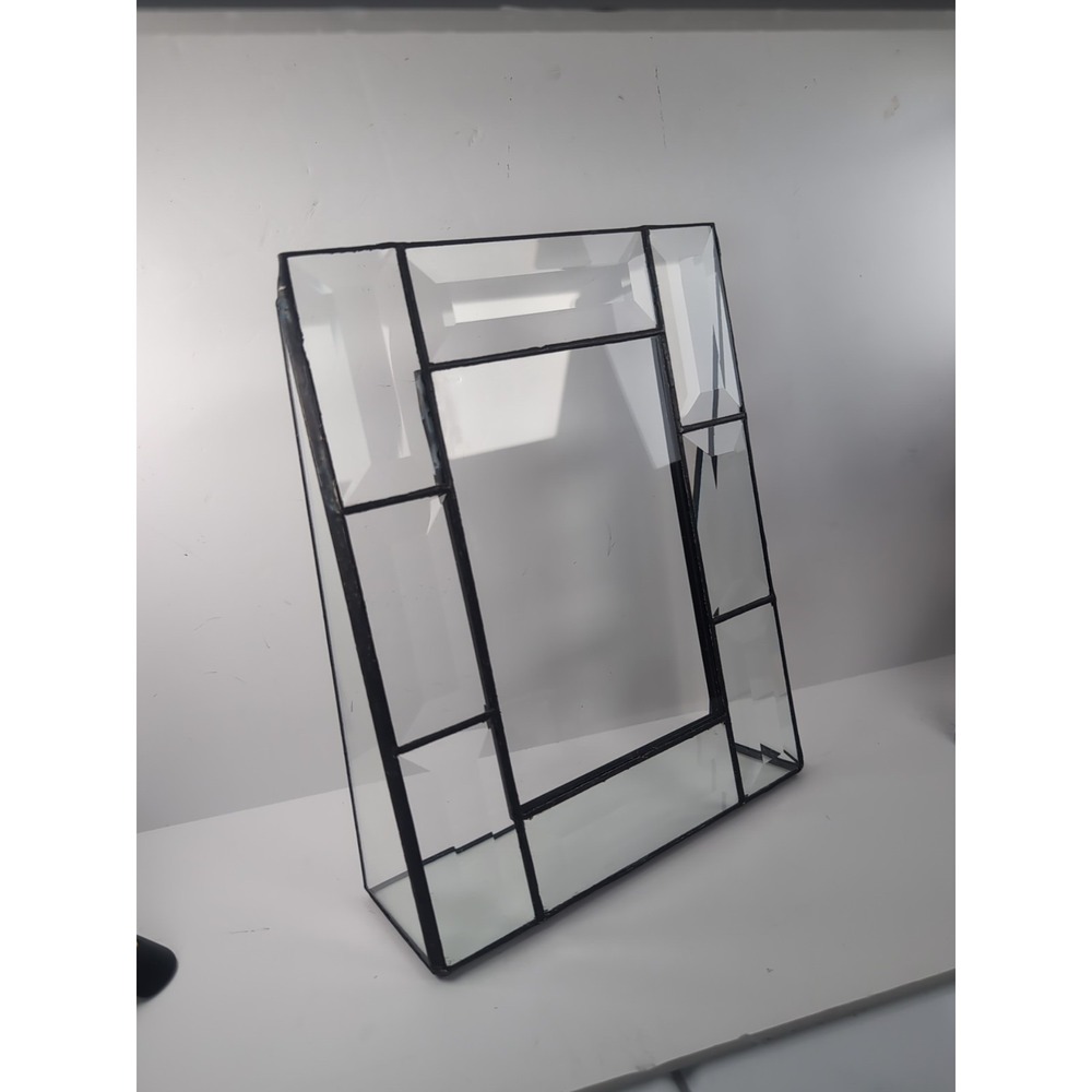 Vintage J. Devlin Beveled Atrium Glass Free Standing Photo Frame 9"x 7"X 2"